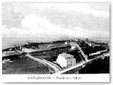 1913 - Dal castello l'hotel Pineta fra via del Littorale e via Marconi. A dx via Roma, le case sulla piazza, le ville su via Martelli. A sx il nuovo hotel Miramare.