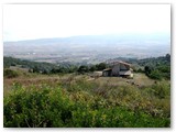 L'unica abitazione presente sul percorso. La strada  qui decisamente sconnessa per poche centinaia di metri, ma sempre percorribile con con un minimo di attenzione. Sul lato tramontana delle colline la vegetazione  meno rigogliosa, ma sempre stupendi sono i panorami sulla pianura verso S.Luce.