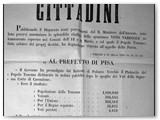 I risultati finali del plebiscito comunicati dal Prefetto di Pisa in un manifesto diffuso a Rosignano.